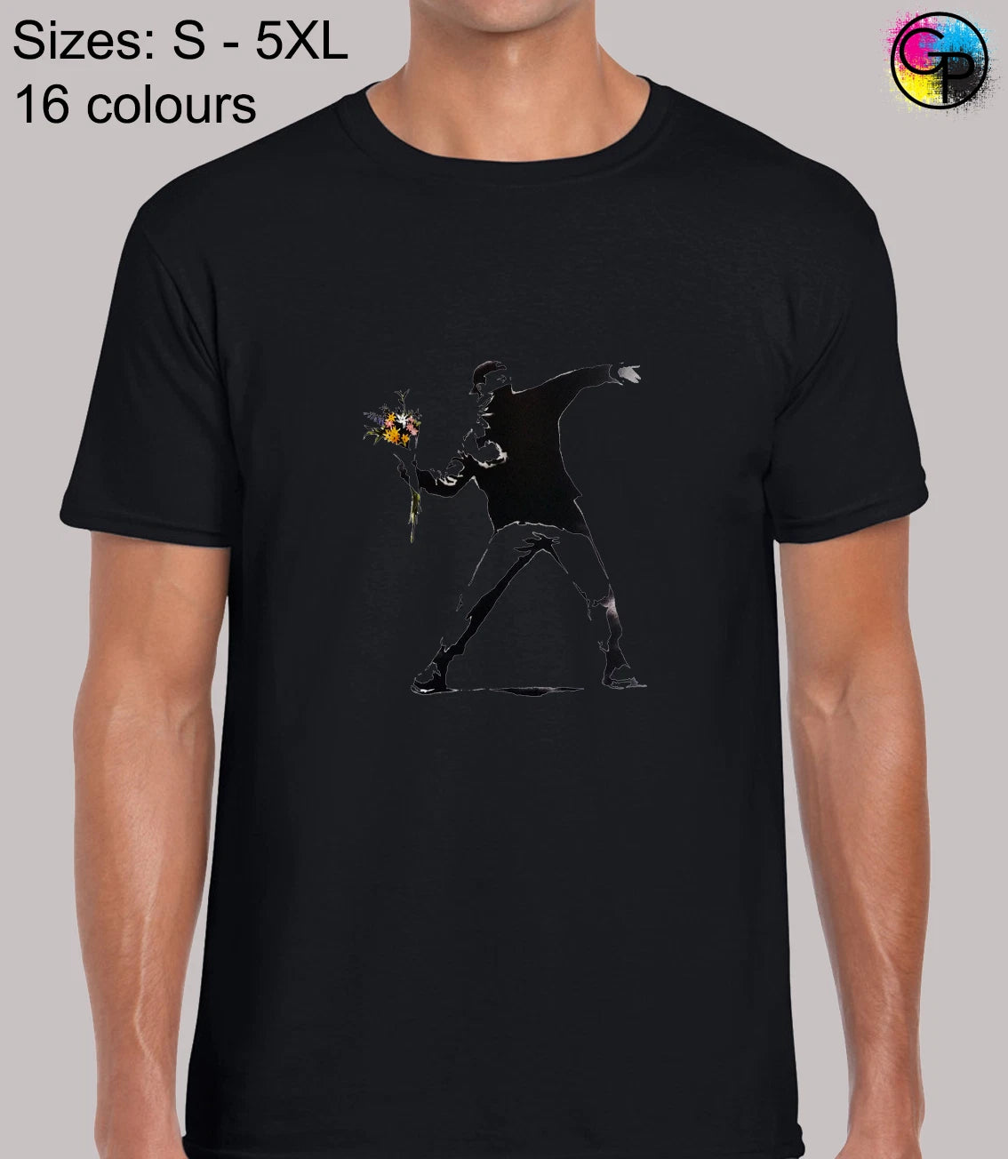 Flower Thrower Banksy Street Artist Graffiti Novelty Regular Fit T-Shirt for Men