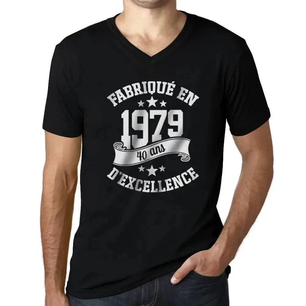 Men's Graphic T-Shirt V Neck Manufactured in 1999 – Fabriqué en 1999 – 25th