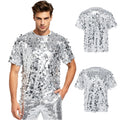 Men T-shirt Party Tee Raves Dance Top Clubs Glitter Daily Wear Allover Disco