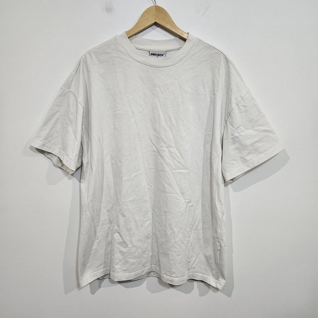 Privacy Blank White T-Shirt Size XL Oversized Boxy Fit Heavy Weight Cotton Tee