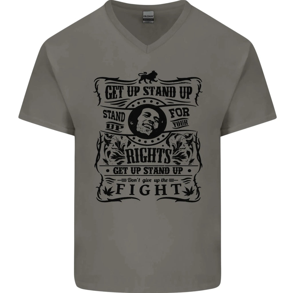 Get up Stand up Reggae Music Mens V-Neck Cotton T-Shirt