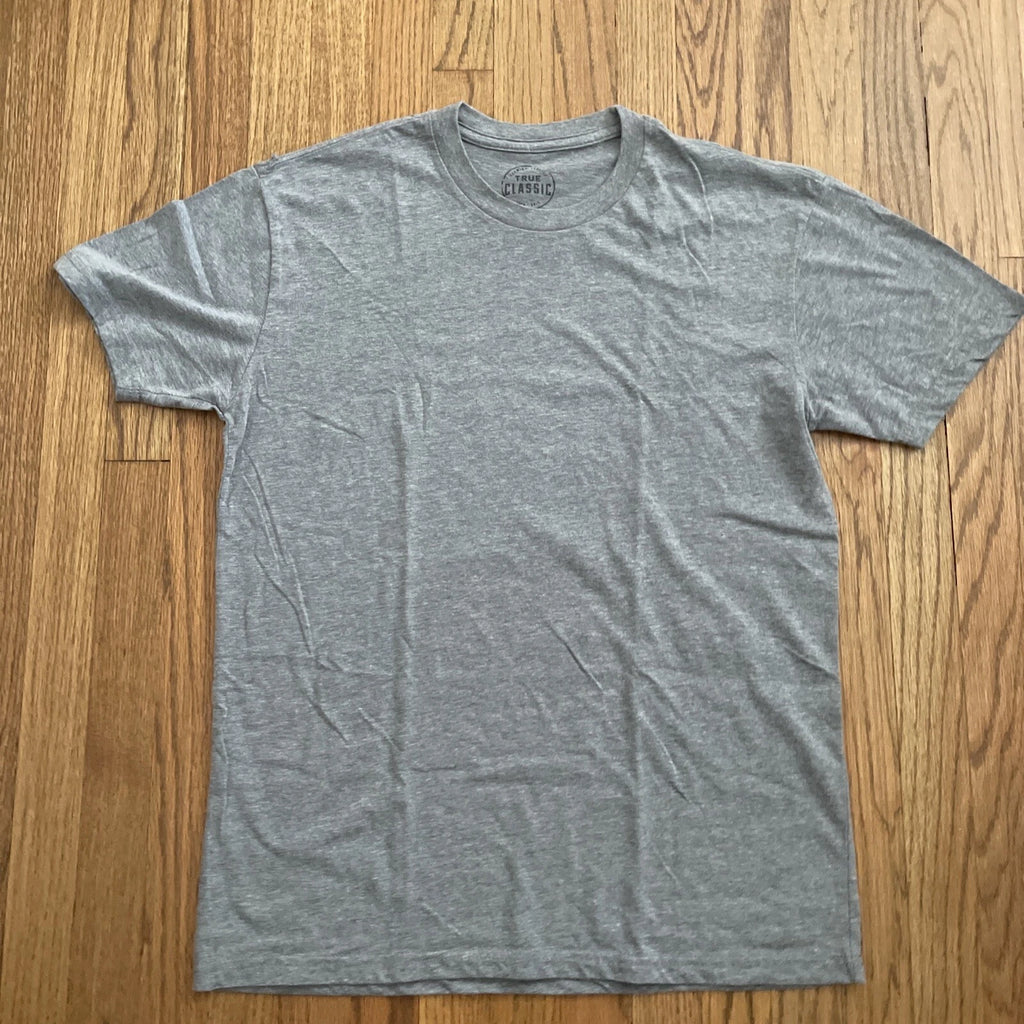 True Classic Premium Quality Crew Neck Tee T Shirt Mens Heather Gray S SMALL
