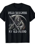 Hello Darkness My Old Friend Skull T-Shirt Gothic Graphic Tee Men Women Casual T