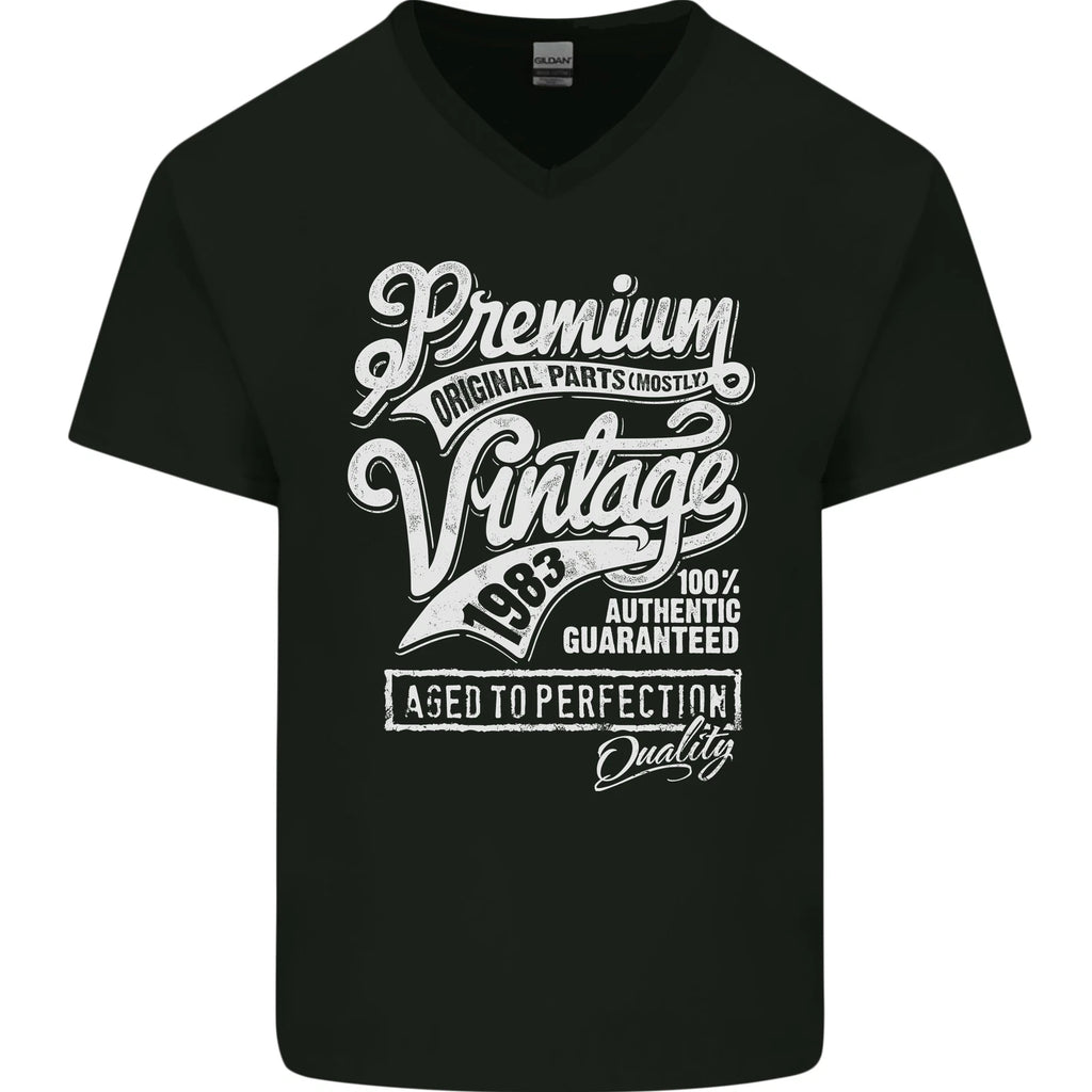 Aged to Perfection Vintage 43rd Birthday 1983 Mens V-Neck Cotton T-Shirt