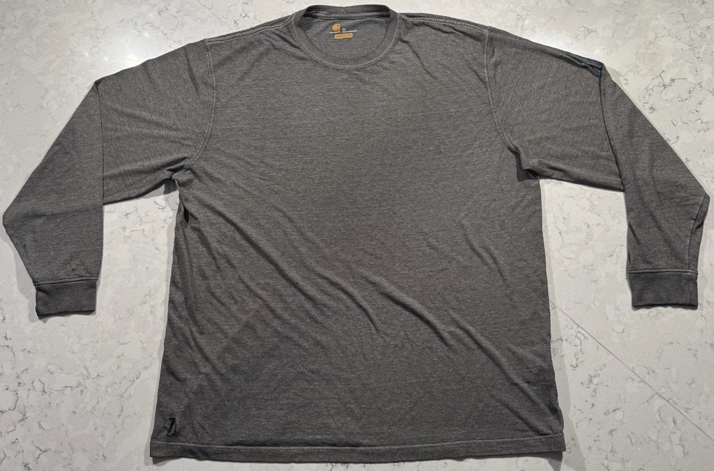 Carhartt Long Sleeve T-Shirt Mens XL Gray Original Fit Heavyweight Workwear Logo