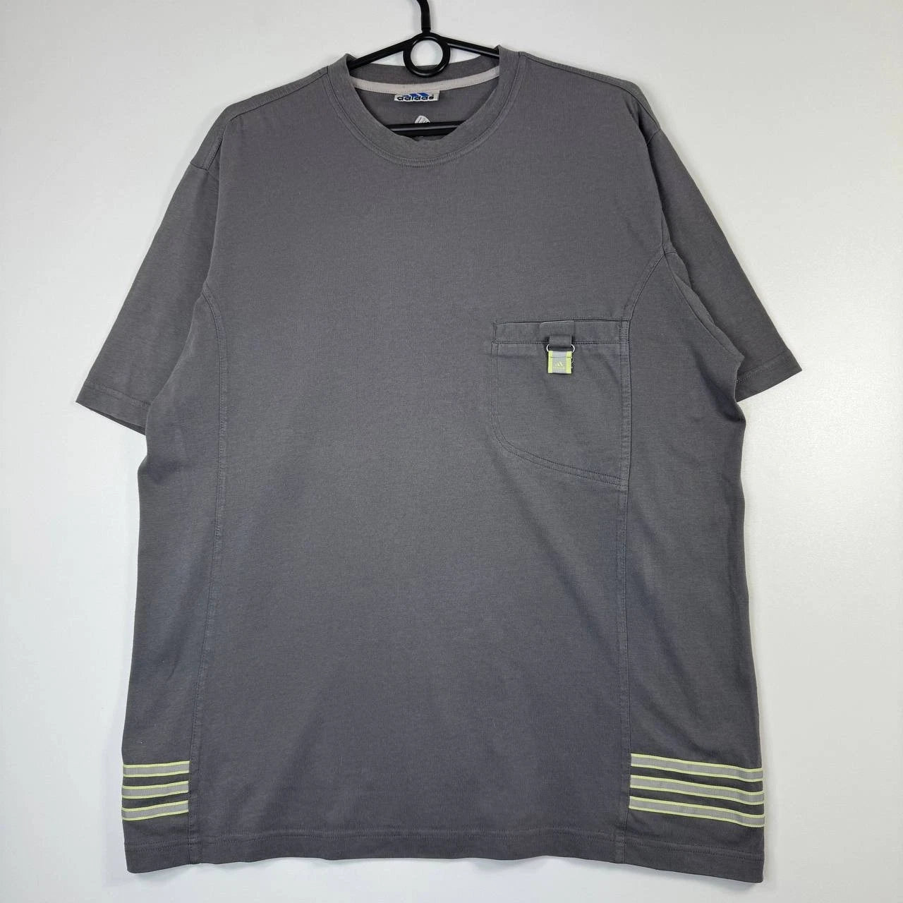 Adidas Vintage Grey T-Shirt Utility Pocket Tee Minimalist Size L