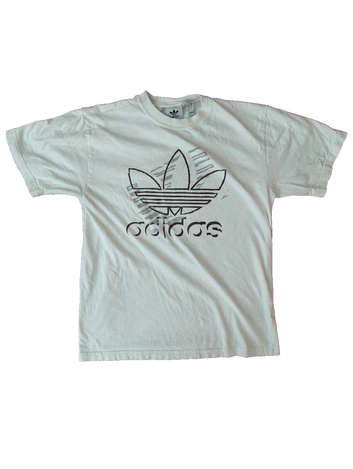 Adidas Originals Trefoil Logo T Shirt Mens Small Ivory White Graphic Tee
