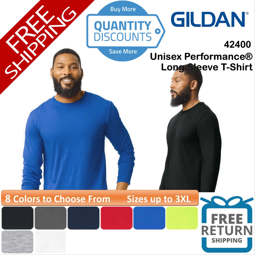 🔥 Gildan Unisex Performance Sport Workout Long Sleeve T-Shirt Up To 3XL 42400