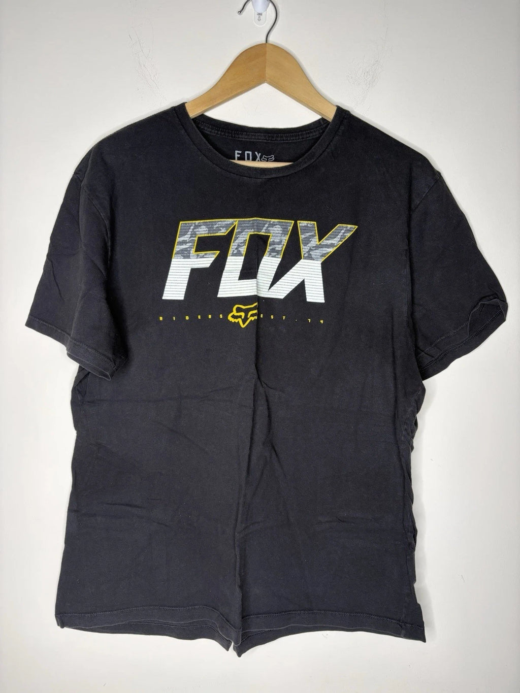Fox Racing T Shirt Mens Size XL Slim Fit Active Moto Black Camo Stripe Logo