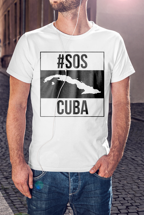 #SOSCUBA  - 100% PREMIUM COTTON UNISEX WHITE T-SHIRT