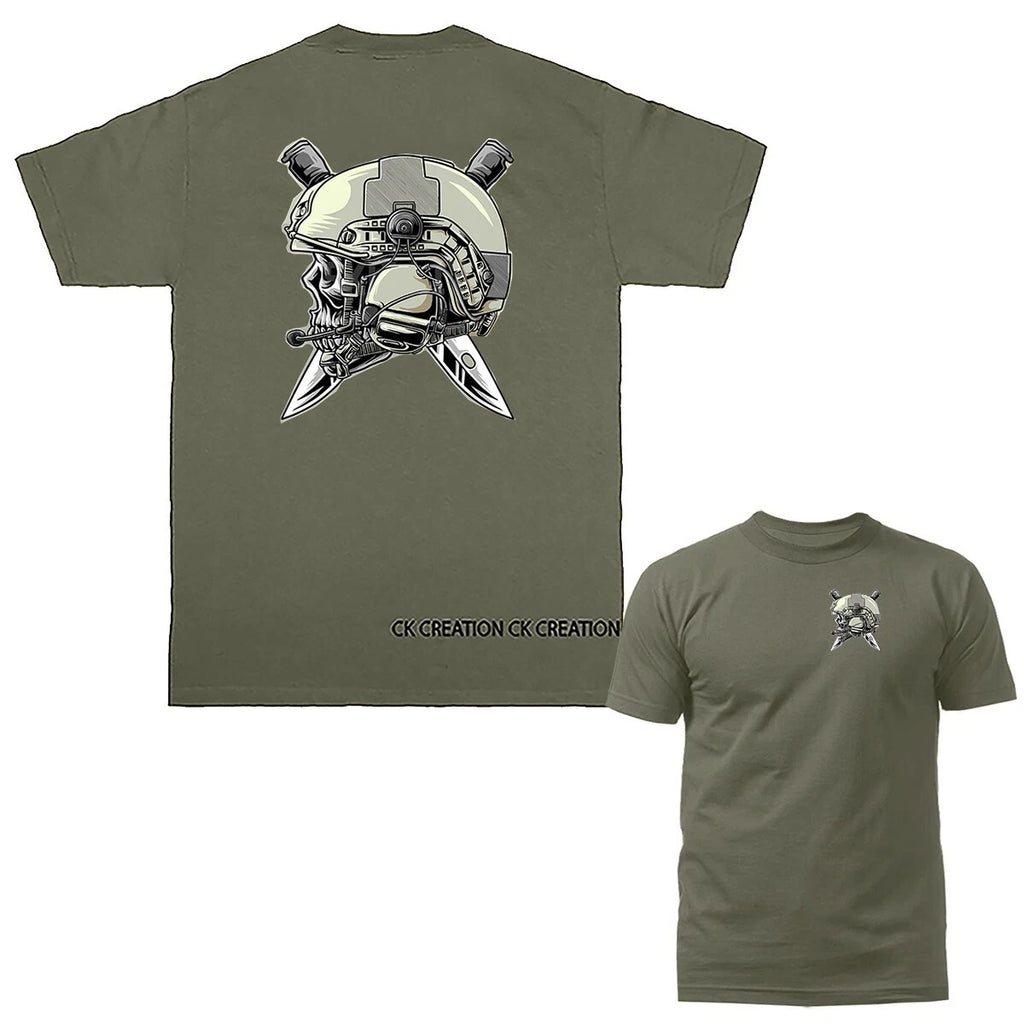 Special Ops Helmet Military Army Marines Tactical Weapon T-shirt
