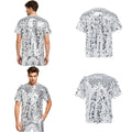 Men Tee Party Dance Top Crew Neck T-shirt Music Festivals Sequins Daily Wear