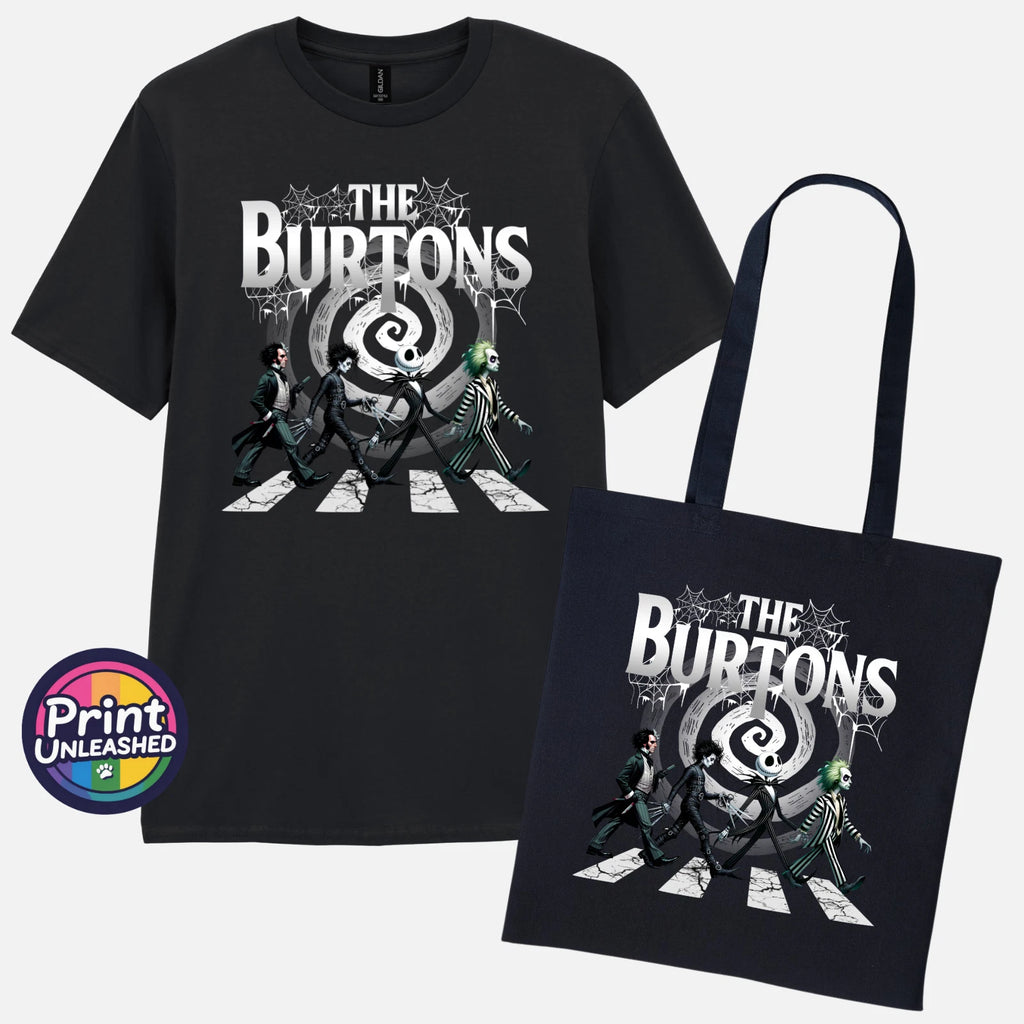The Burtons Abbey Rd T-Shirt & Bag Beatles Parody Jack Skellington Gift Set