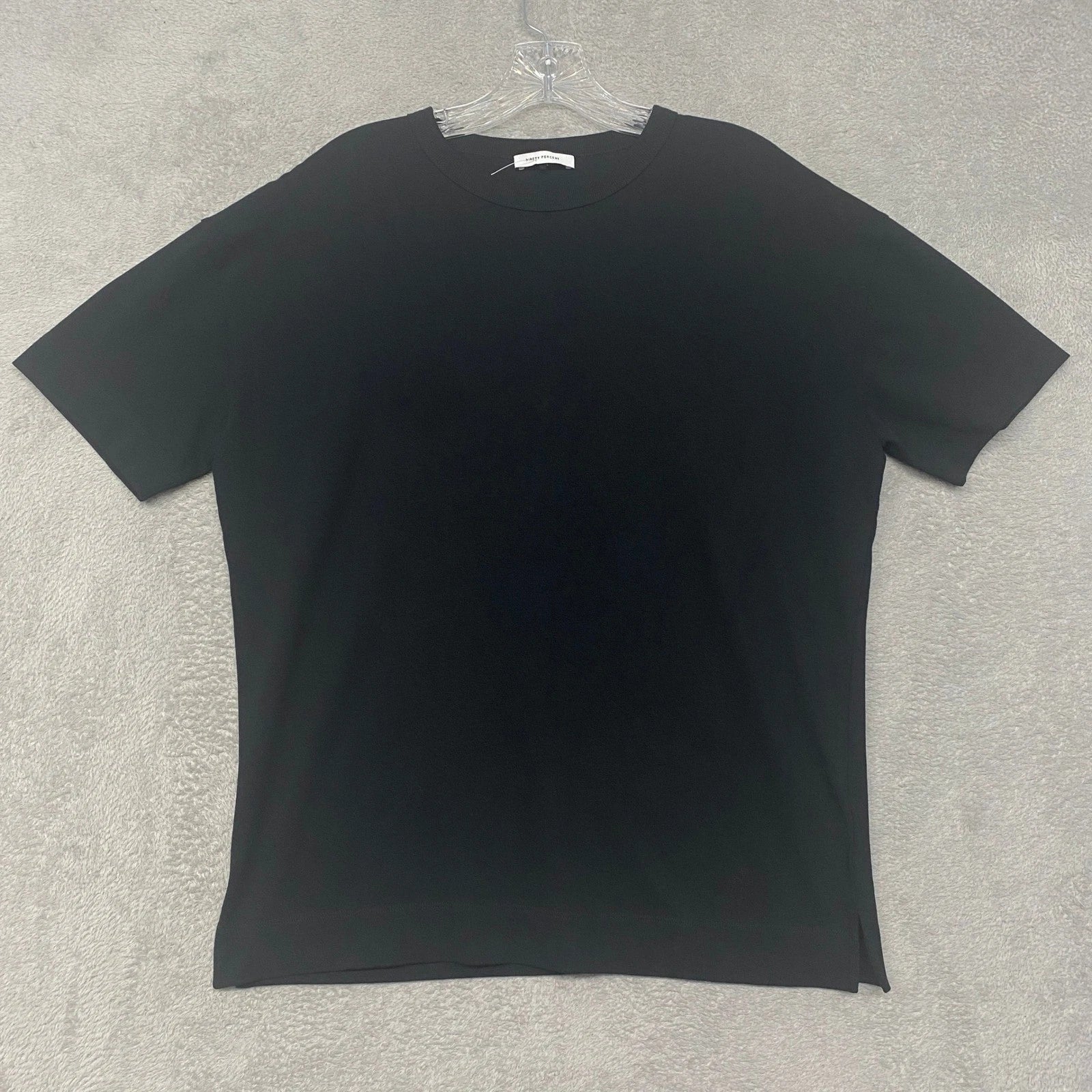 NINETY PERCENT Shirt Mens XS Black Organic Cotton Crew Neck Short Sleeve T-Shirt