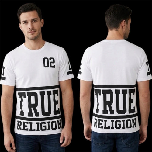 $95 TRUE RELIGION White Black STARTER Oversized Fit Designer Graphic T-shirt NWT