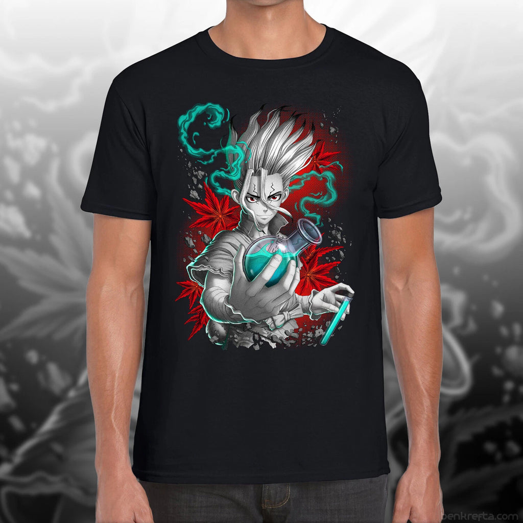 T SHIRT - DR STONE SENKU Manga Anime Tee - Exclusive Black T-shirt - Mens Womens