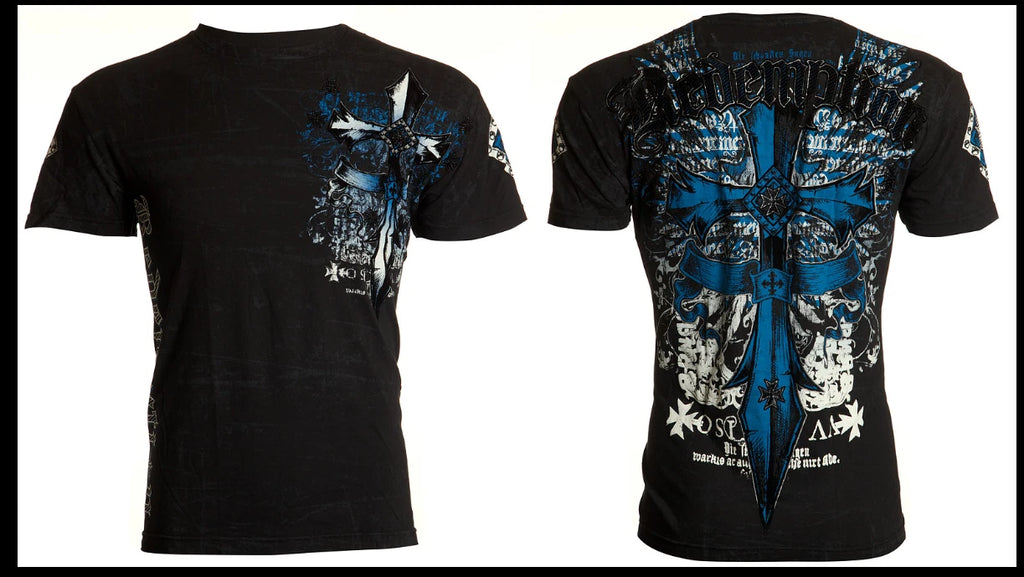ARCHAIC by AFFLICTION Black LOYALTY Short Sleeve Slim Fit Y2K Mens T-shirt NWT