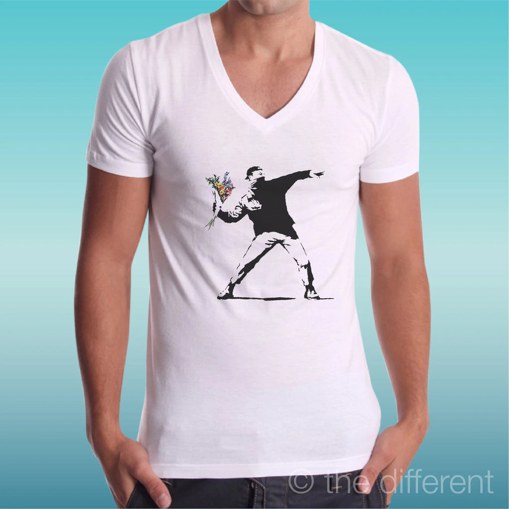 T-shirt Man V Neck " Ultras Tifoso Lancia Flowers " Gift Idea Road To Happiness