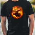 Mens Moose on Fire Motif Cotton T-Shirt Size XS to 5XL