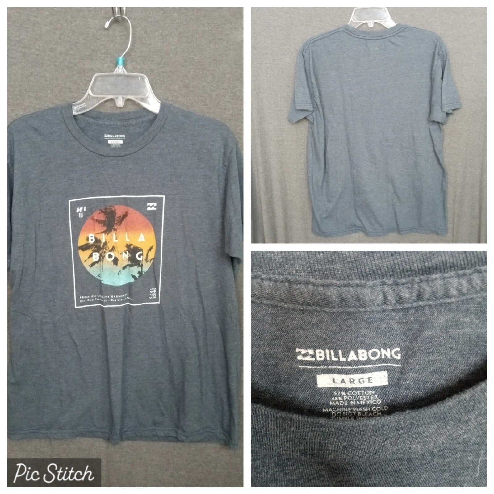Billabong Mens Large Fits Medium Black Front Graphic Short Sleeve T-Shirt Logo