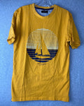 ZARA Mens S Graphic T Shirt Yellow Sailboat Creative Mood Tee Size