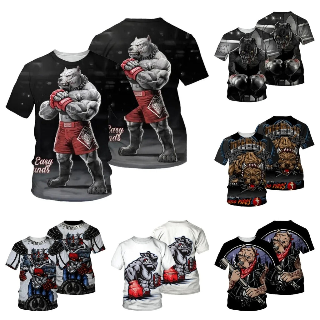 Animal Boxing Dog 3D Print Women Men Short Sleeve T-shirt Tops Casual Tee
