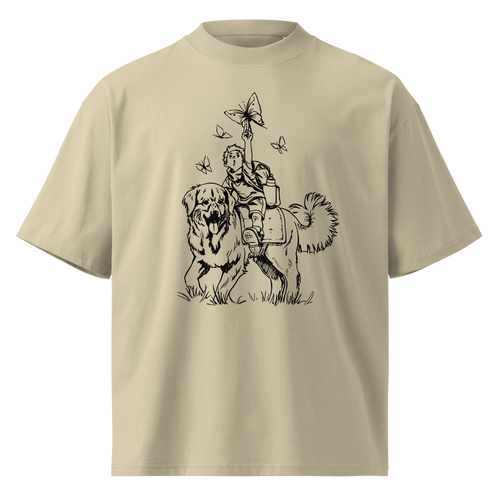 "Dog Adventure" Unisex Organic Oversized High Neck T-Shirt