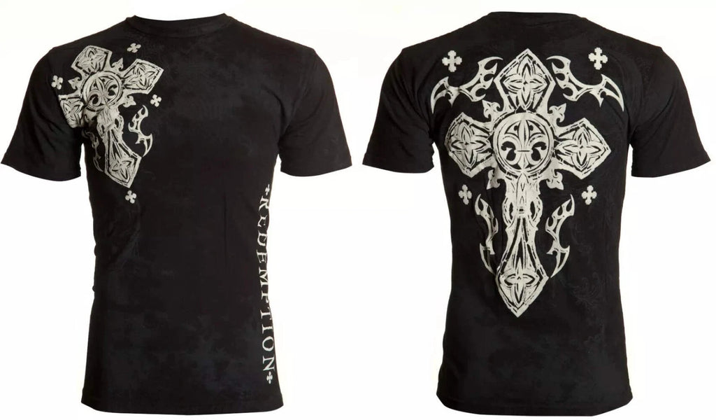 ARCHAIC by AFFLICTION Black FATAL COURSE Short Sleeve Slim Fit Y2K T-shirt NWT