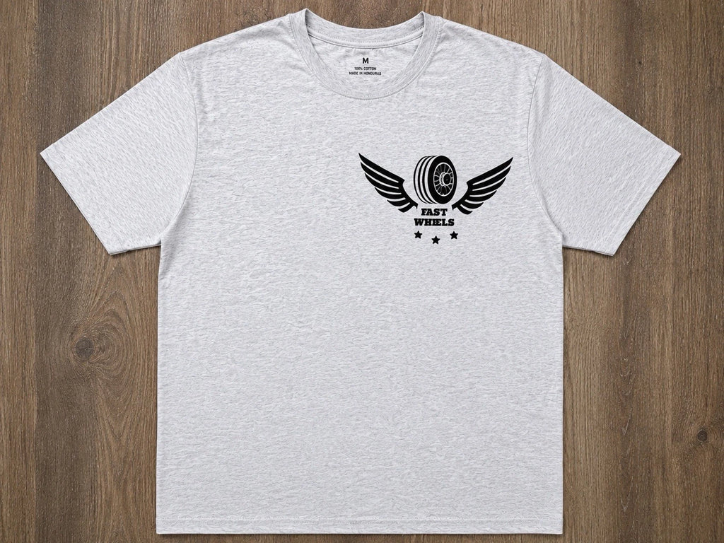 Men’s Graphic T-Shirt Fast Wheels Wing Logo Heather White Size M Short Sleeve