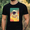 Mens Astronaut on Fire Motif Cotton T-Shirt Size XS to 5XL