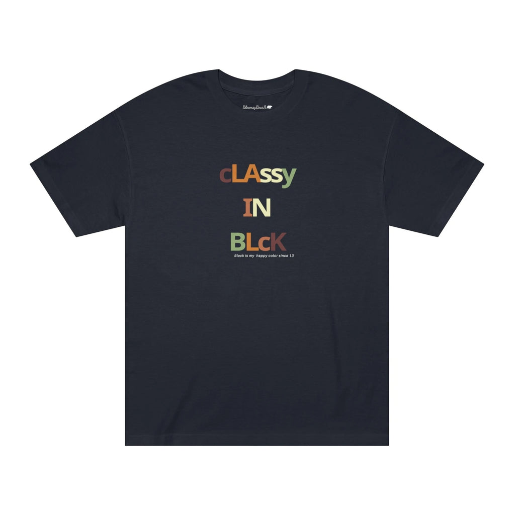 Stylish Black Graphic Tee - "Classy in Black" with Vibrant Caption