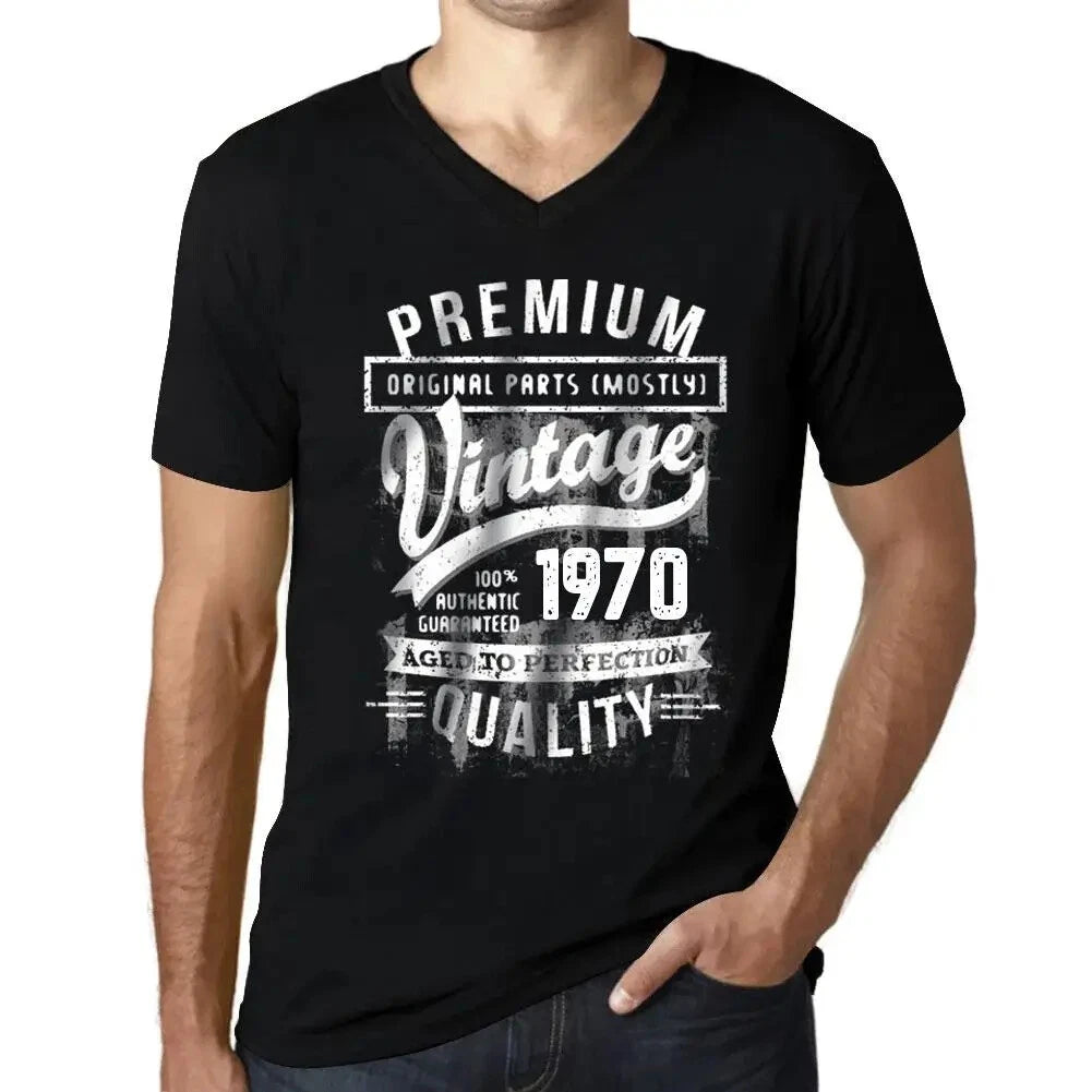 Men's Graphic T-Shirt V Neck Original Parts (Mostly) Aged to Perfection 1970