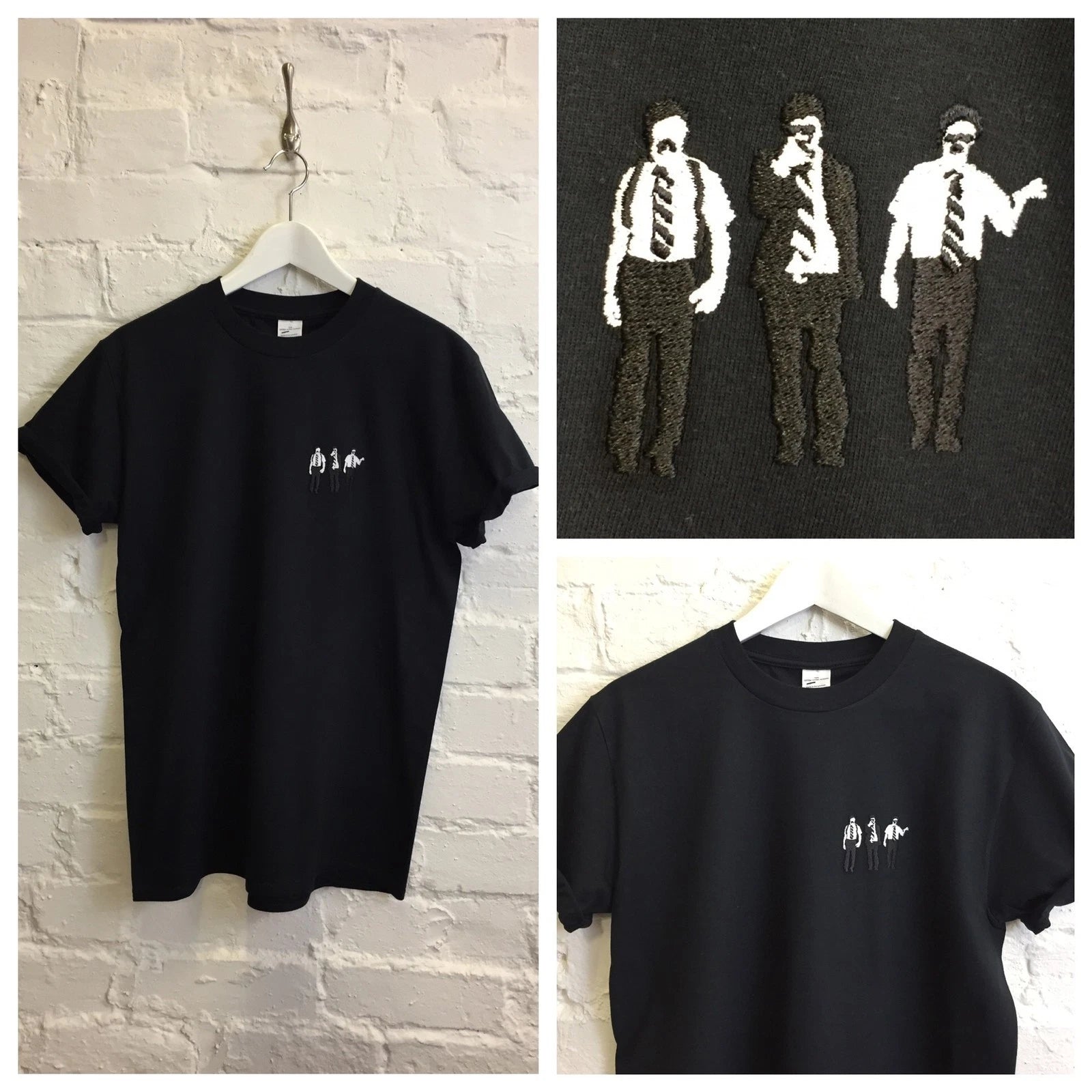 Actual Fact Beastie Boys Sabotage Embroidered Hip Hop Black Tee T-Shirt