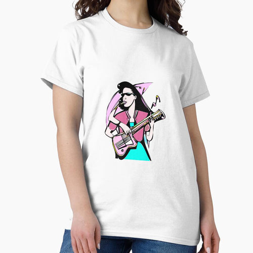 "The Guitar-Playing Woman in a Pink Blouse and Emerald Dress" by FunnyShopGirl