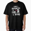 Easily Distracted by Cats and Books - Cat & Book Lover,Short Sleeve T-Shirt by SavsMerch
