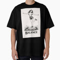 Balance Aesthetic Vintage Girl Black and White Minimalist Retro 70s Graphic Tee Design by VINTAGEPUNTEES