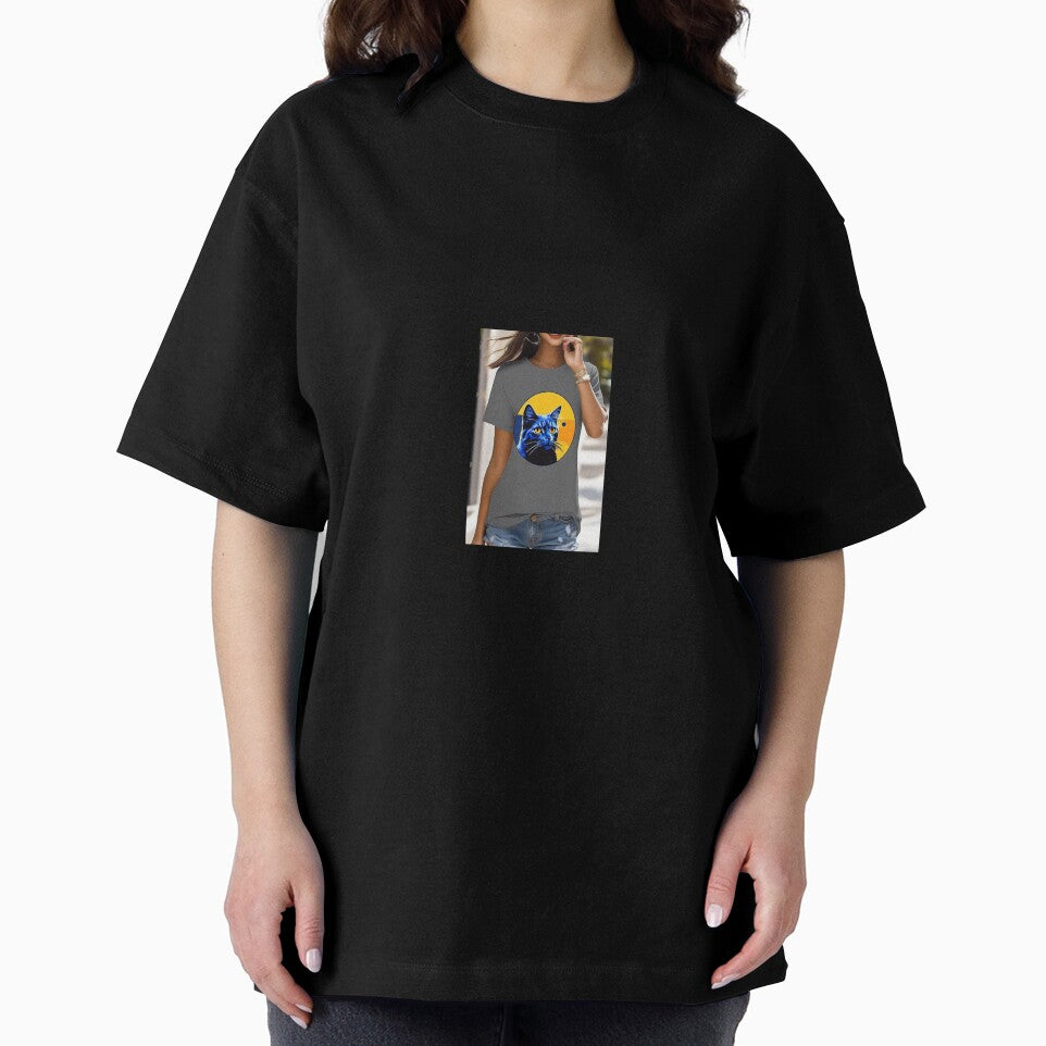 Women's Cat Letter Print Tee for Daily Delight by Chukszy1