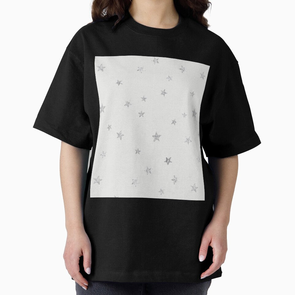 Pretty Y2K Glitter Stars Design in Silver by Femme Pastel Collective