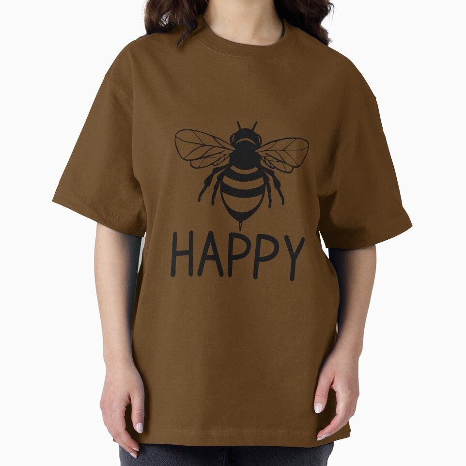 Bee happy, black and white bee ,  positive inspirational be happy by Inktown