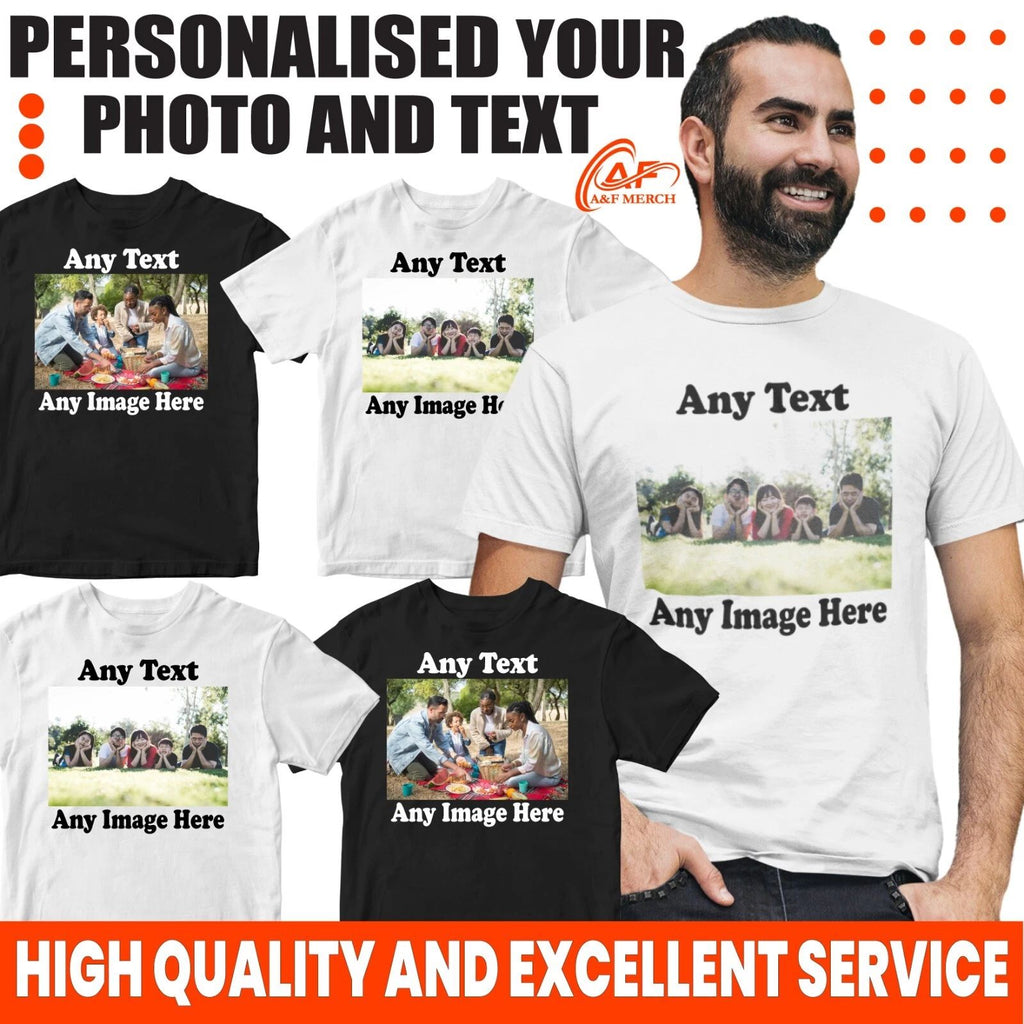 Personalised Custom Your Image Photo picture Text logo T-shirt  Casual Gifts