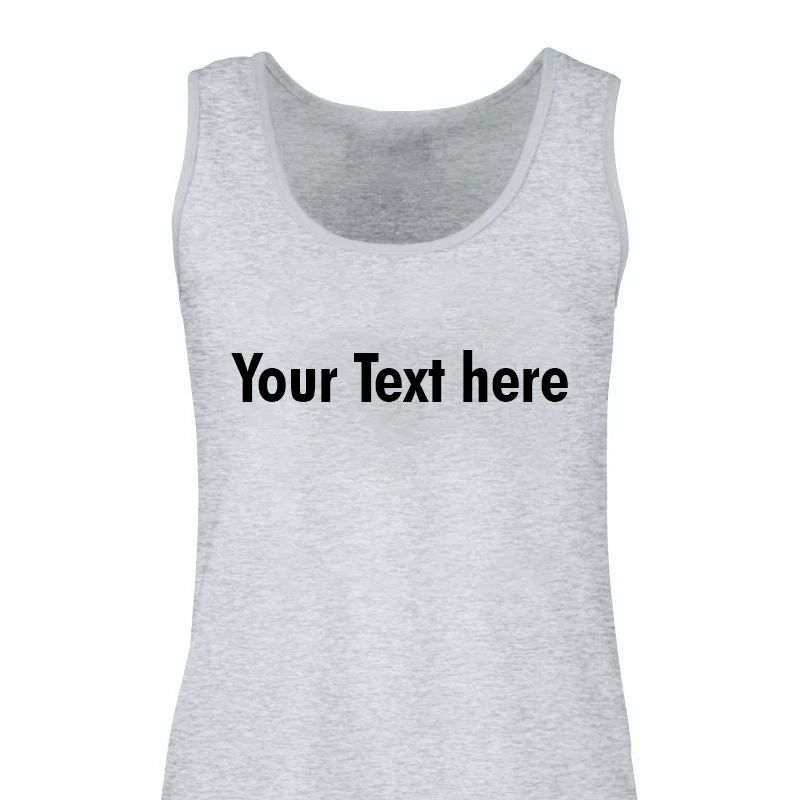 Custom Printed Vest • Ladies Text T Shirt Tank Top Personalised • Text Only