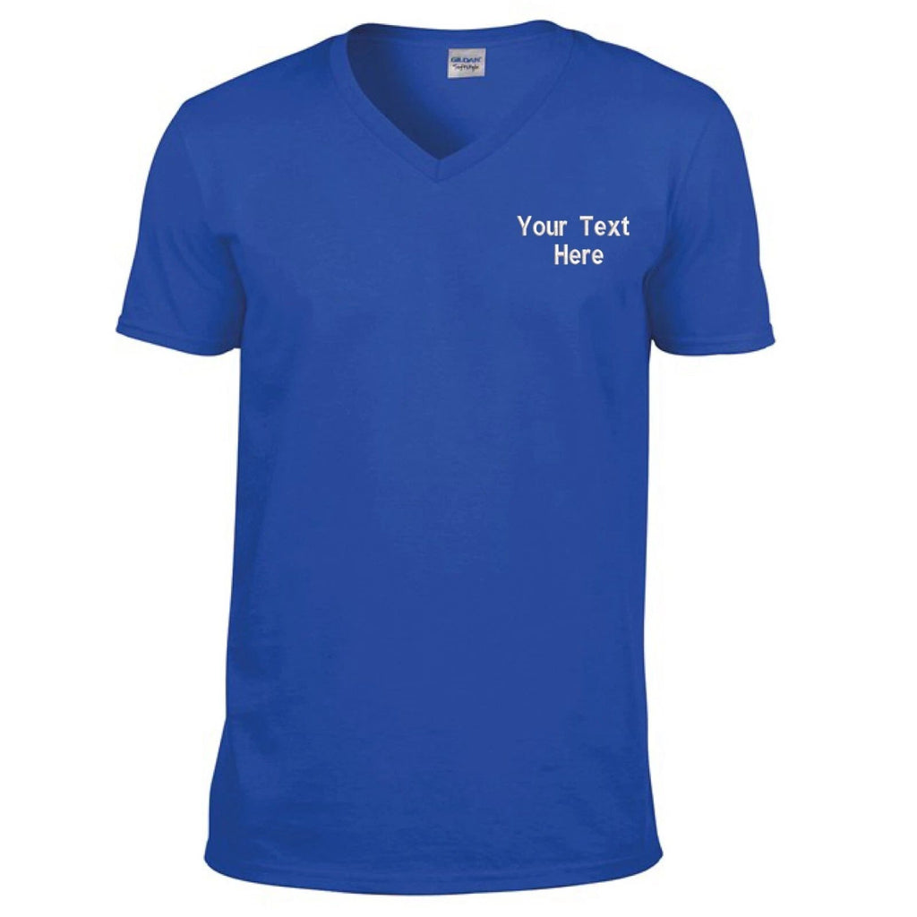 Personalised Custom Embroidered Unisex Gildan Softstyle V-neck T-shirt Casual