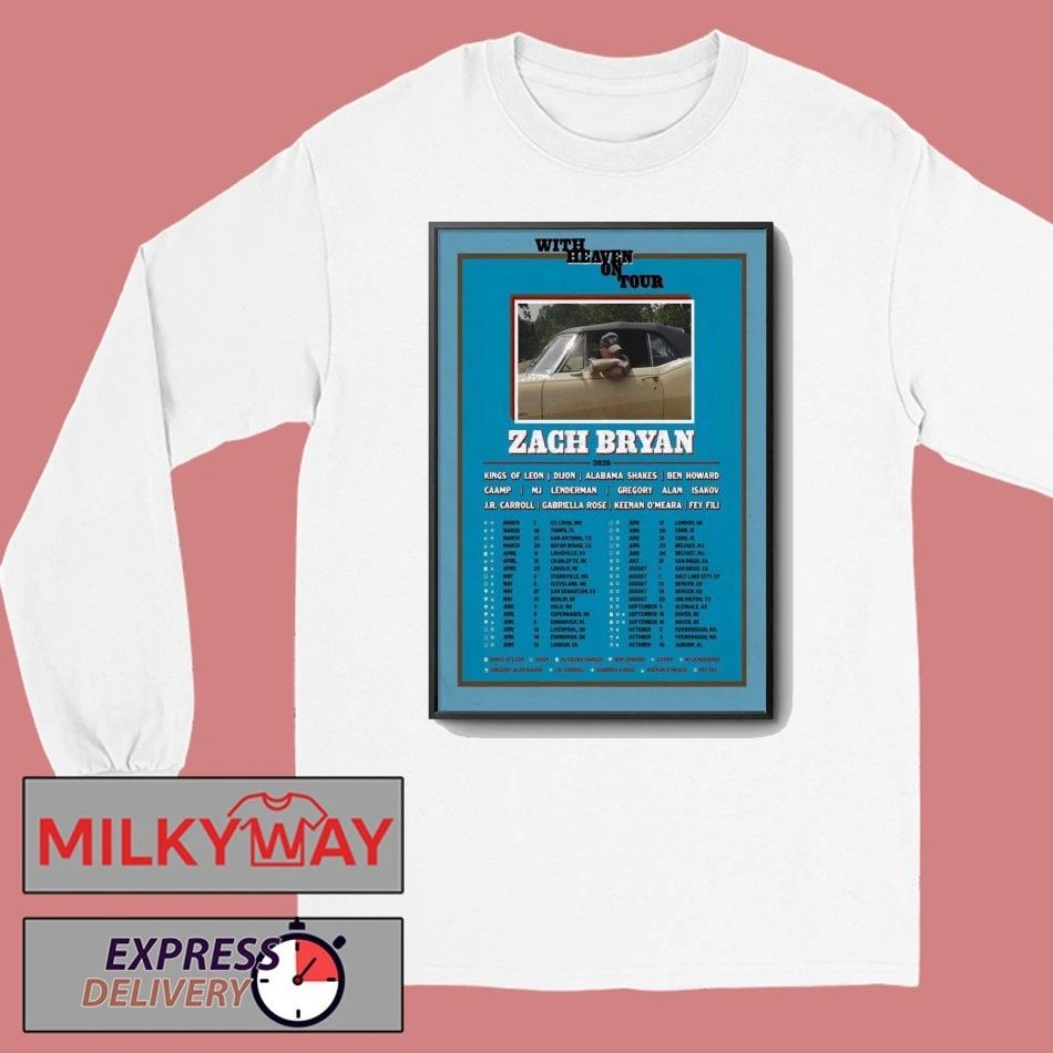 Zach Bryan With Heaven On Tour 2026 Poster shirt
