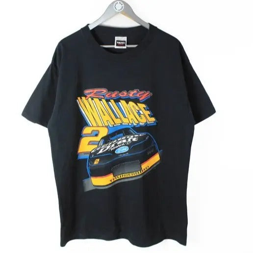 vintage NASCAR Rusty Nallace Ford t-shirt black authentic wear retro motor sport 90s racing tee, Sporty Tshirt, Men's...