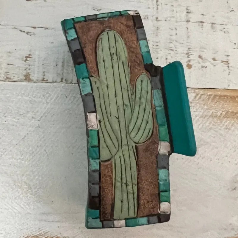 zzTurquoise Cactus Tooled Claw Clip T-Shirts, Hoodie, Sweatshirt | RetroVerseTees.com